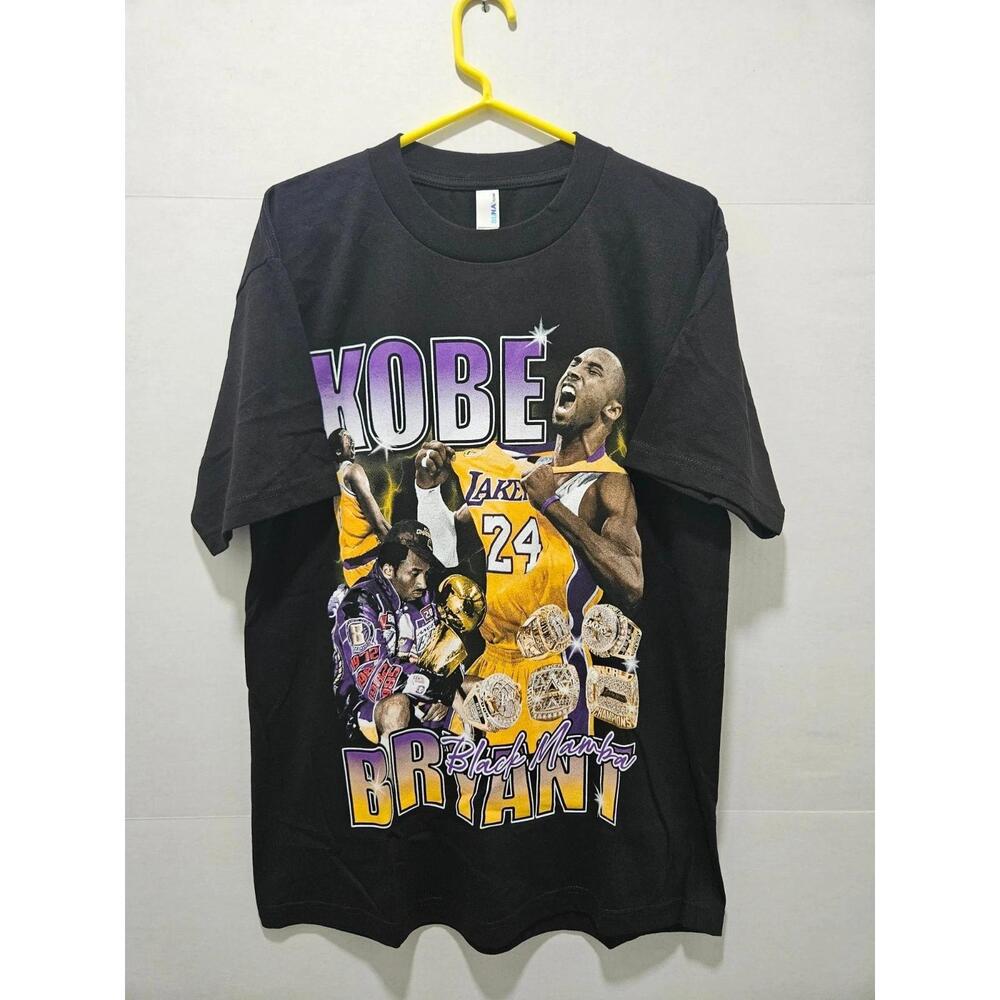 Nwot Kobe Bryant Los Angeles 5 Rings T Shirt Suna Black Mamba Mens Size Large